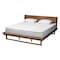 Baxton Studio Macayle Mid-Century Modern Ash Walnut Finished Wood Queen Size Platform Bed 227-12429-ZORO - alternate 1